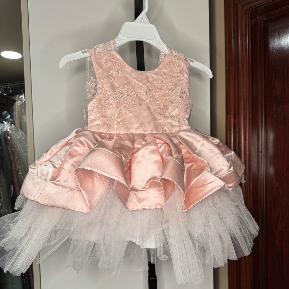 Handmade Elegant Pink Ruffled Baby Dress